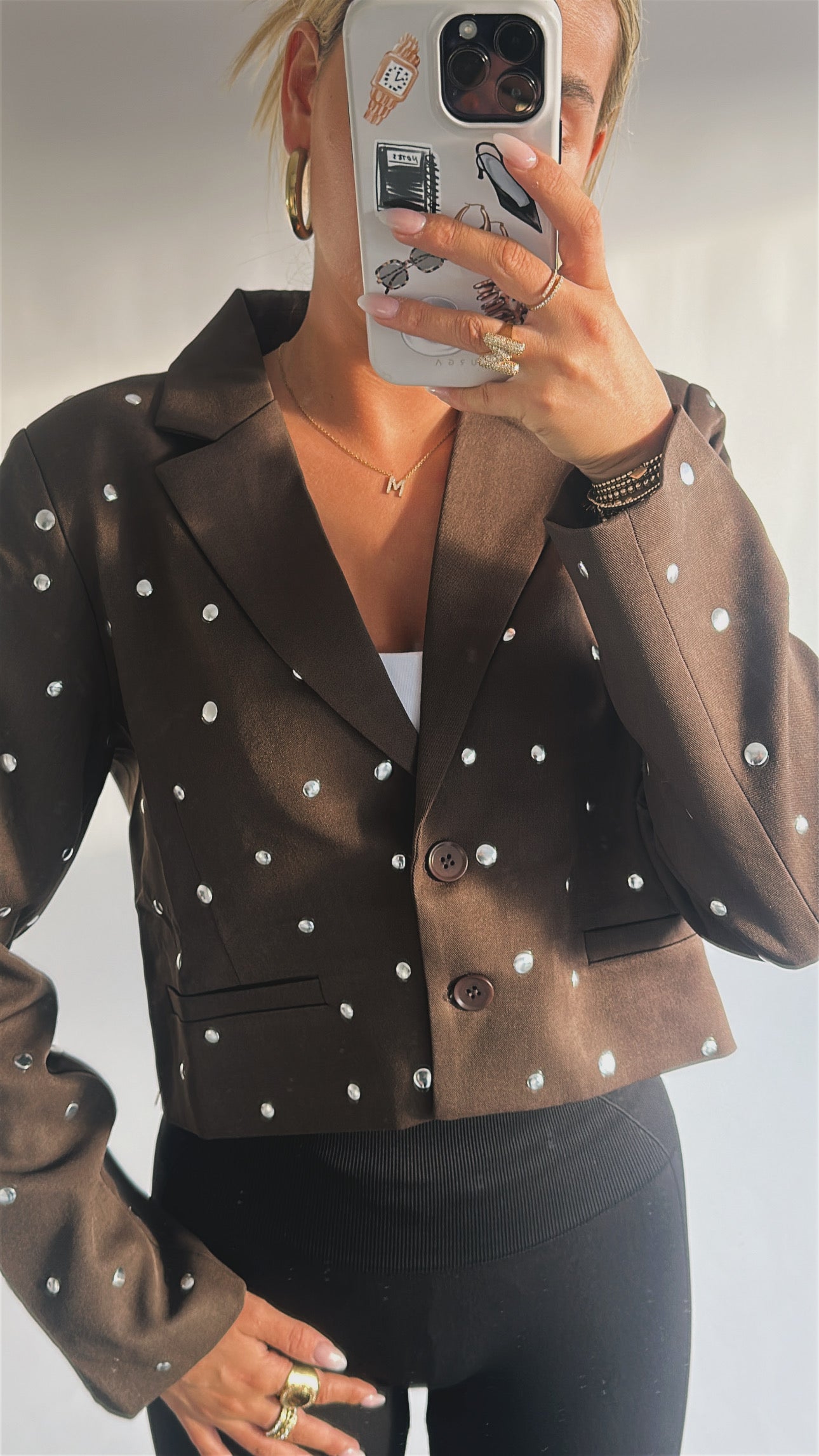 Cropped Blazer met Strass Steentjes