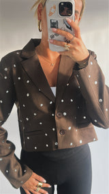 Cropped Blazer met Strass Steentjes