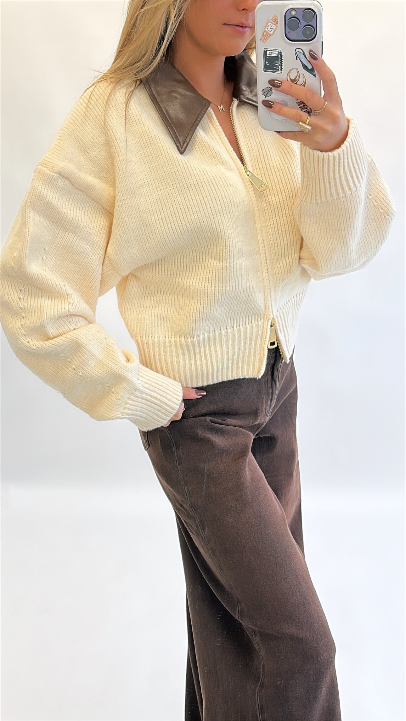 Zoë Zip Sweater ( Pre order taupe kleur 21 okt)