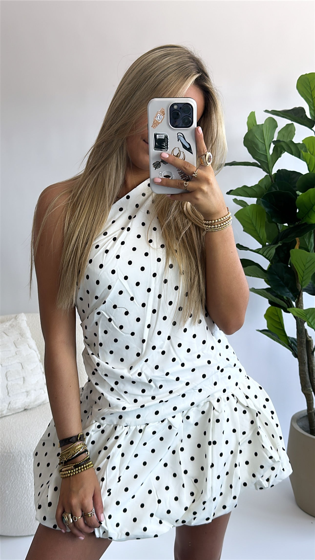Luna One-Shoulder Dot Dress