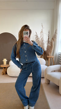 Denim wide leg pants