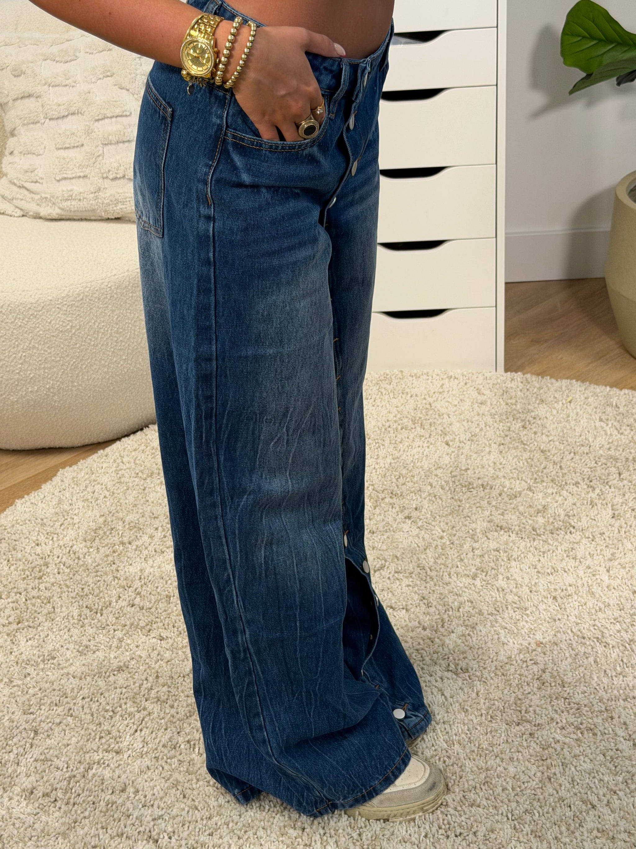 Luna Button Wide Leg Jeans