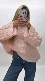 Blush cable sweater