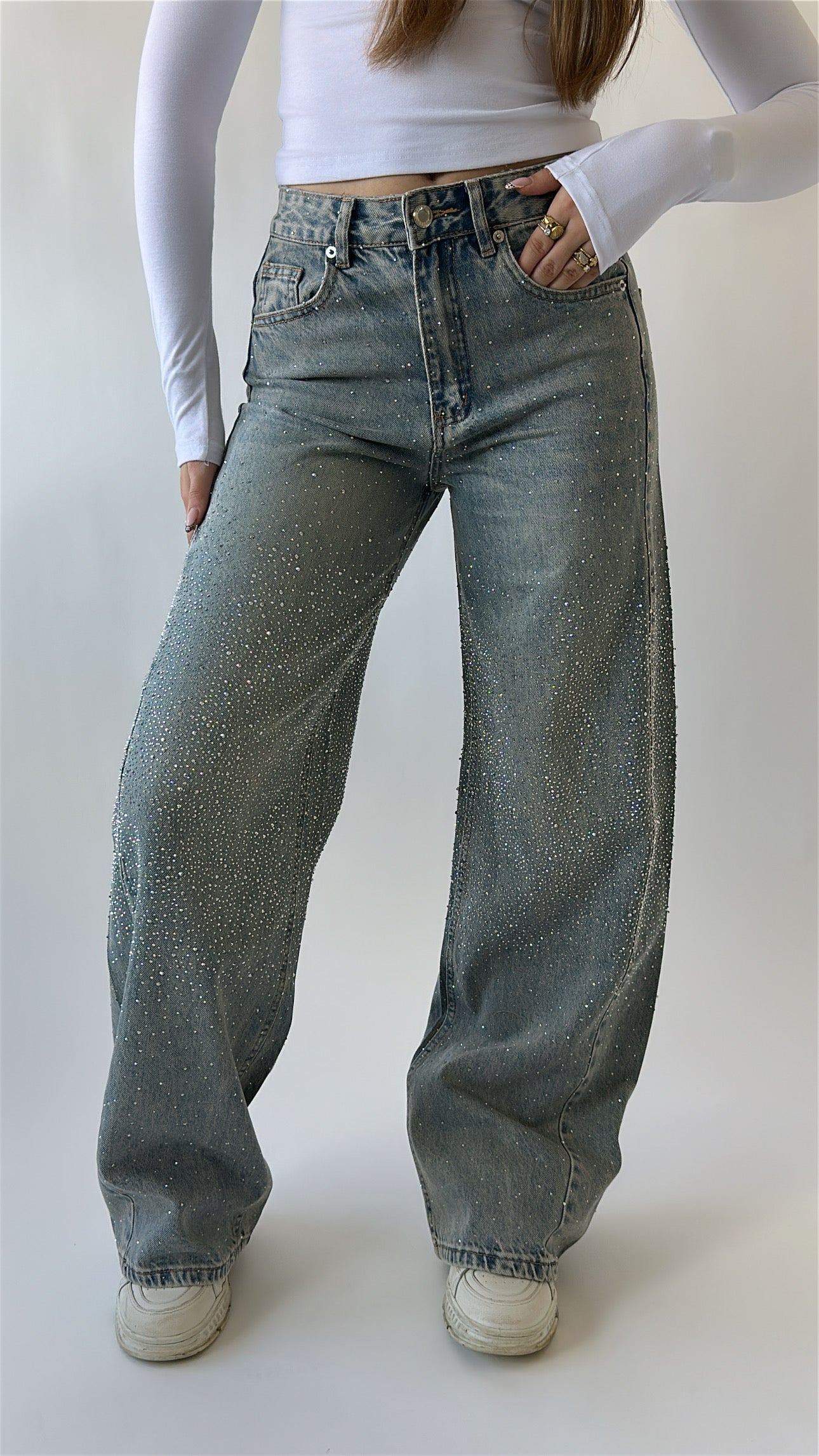 Glitter Wide Leg Jeans