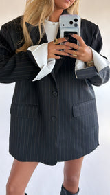 Pinstripe Power Blazer