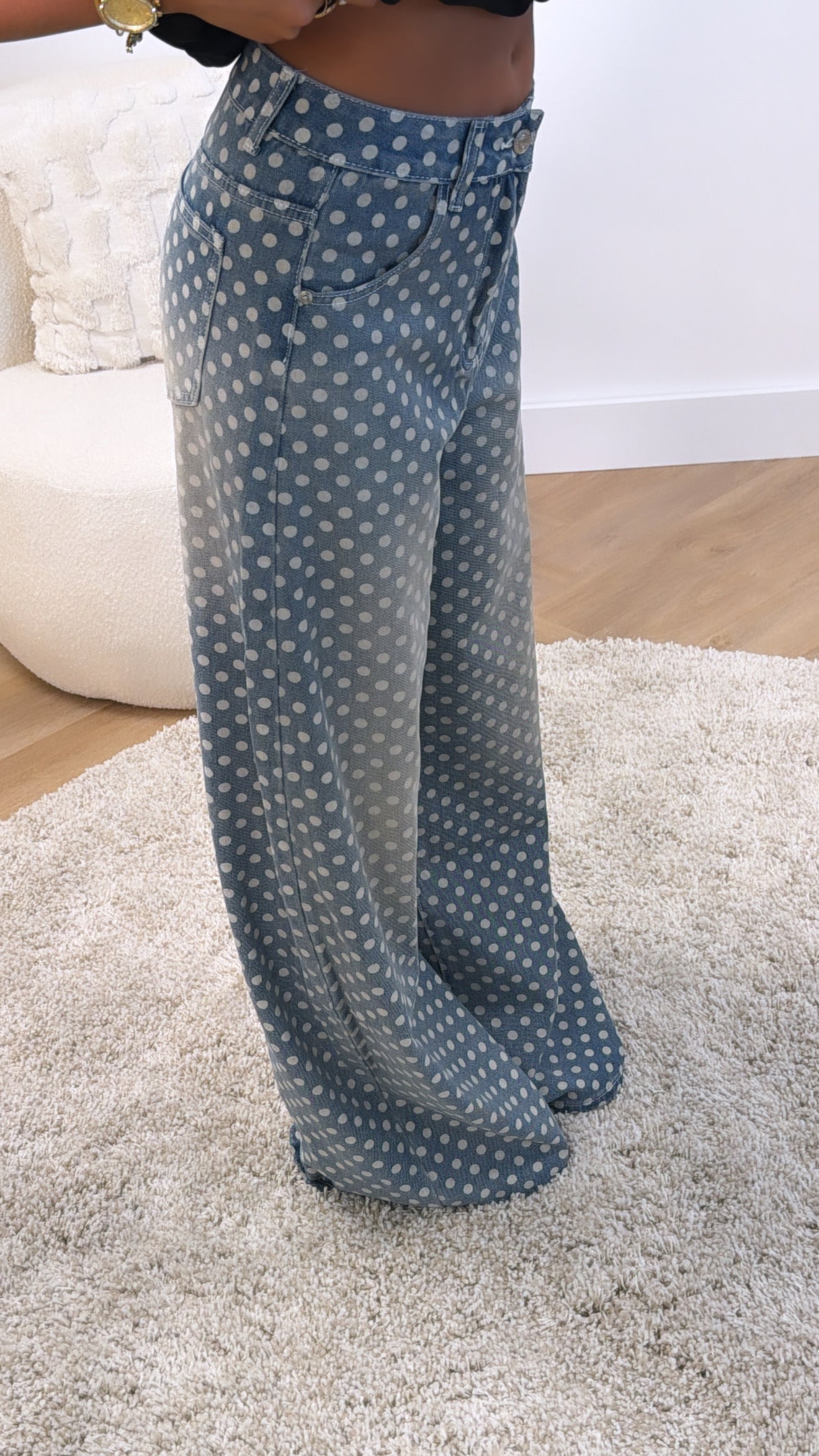 Polka Dot Wide Leg Jeans