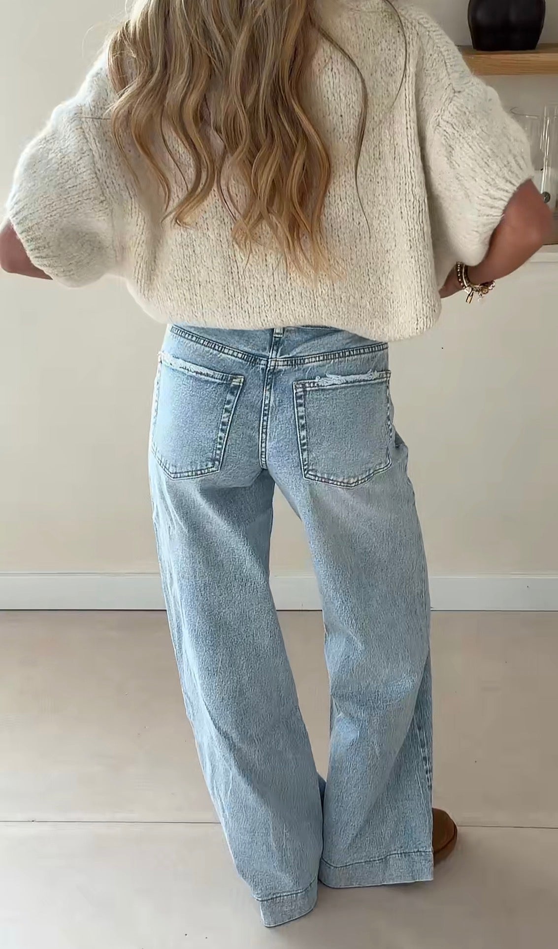 Braided Waist Wide Leg Jeans