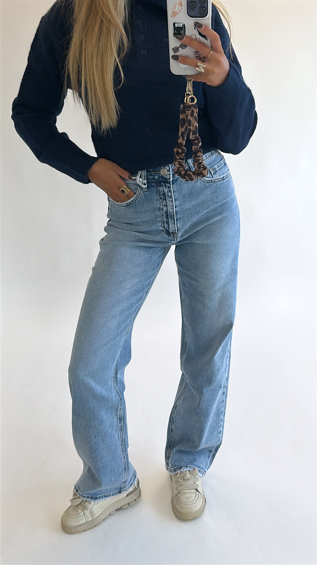 Classic Blue Wide Leg Jeans - stretch