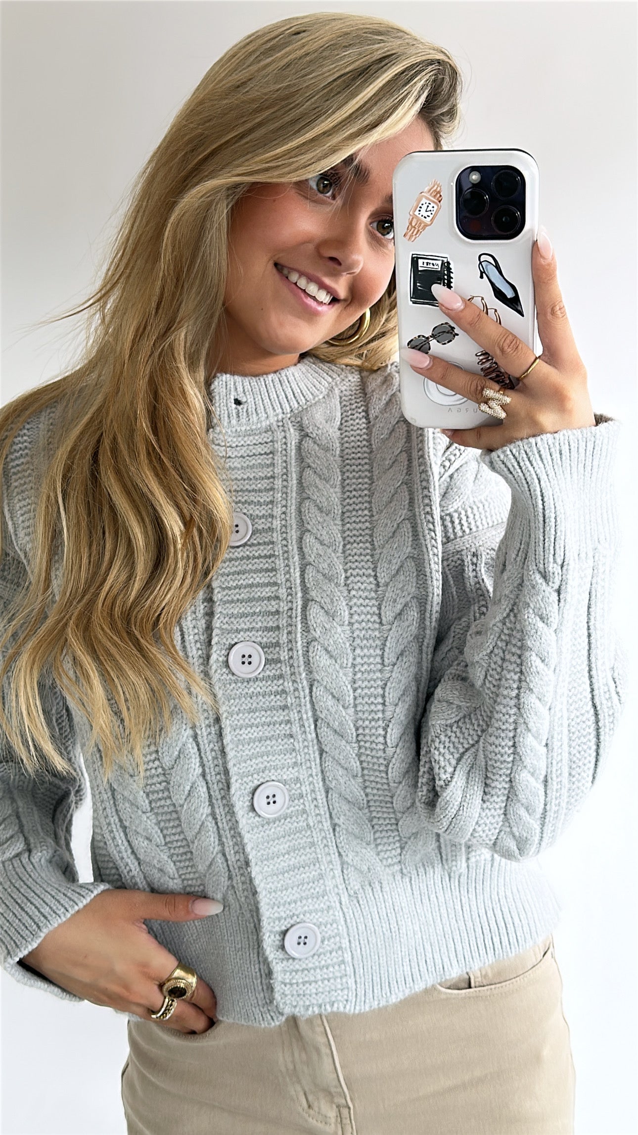 Cable Knit Buttoned Cardigan