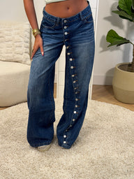 Luna Button Wide Leg Jeans