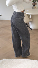 Double button wide leg jeans