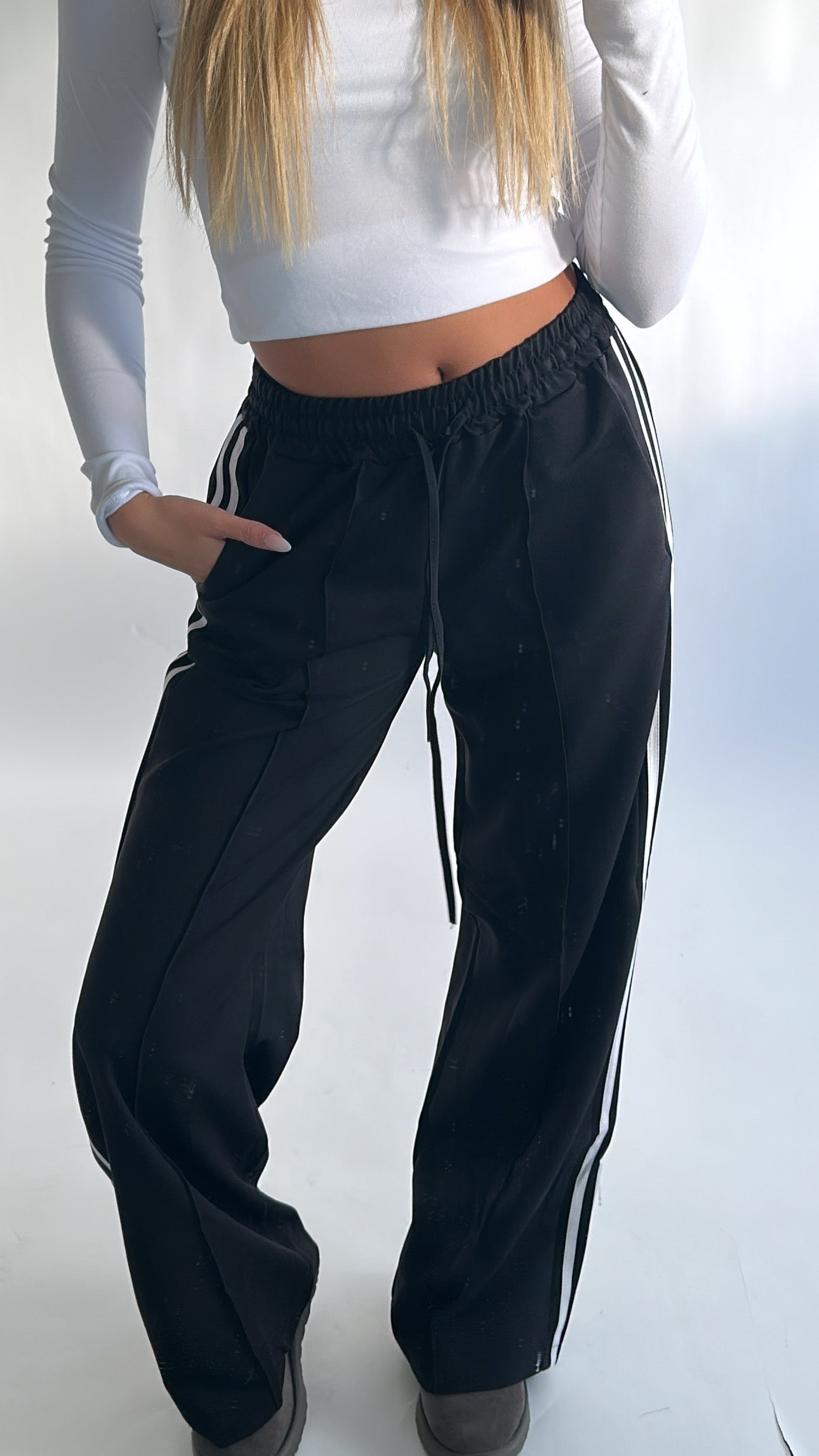 Wide leg track pants