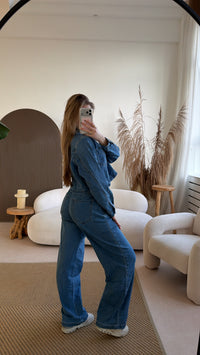 Denim wide leg pants