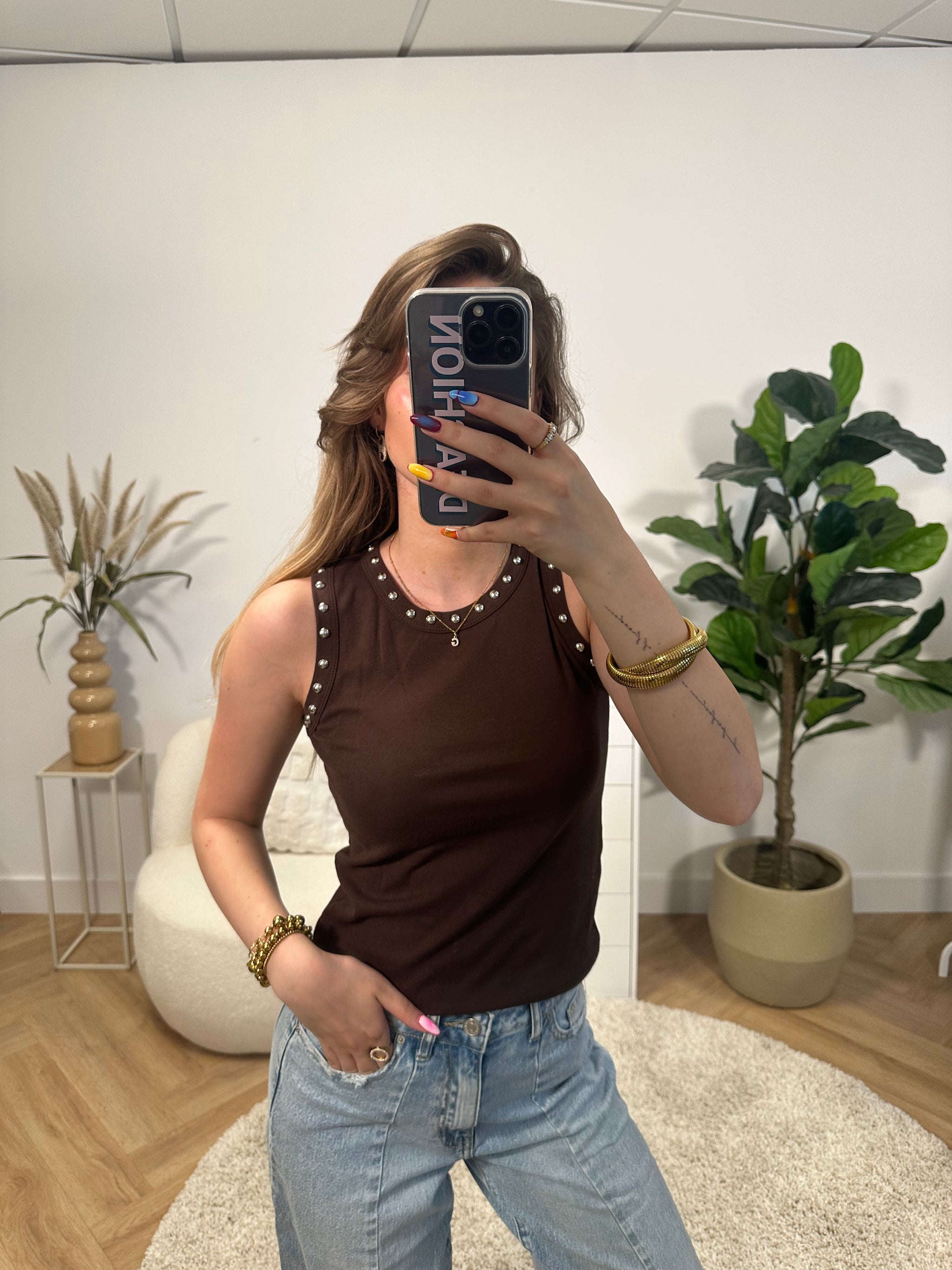 Elin Stud Detail Top