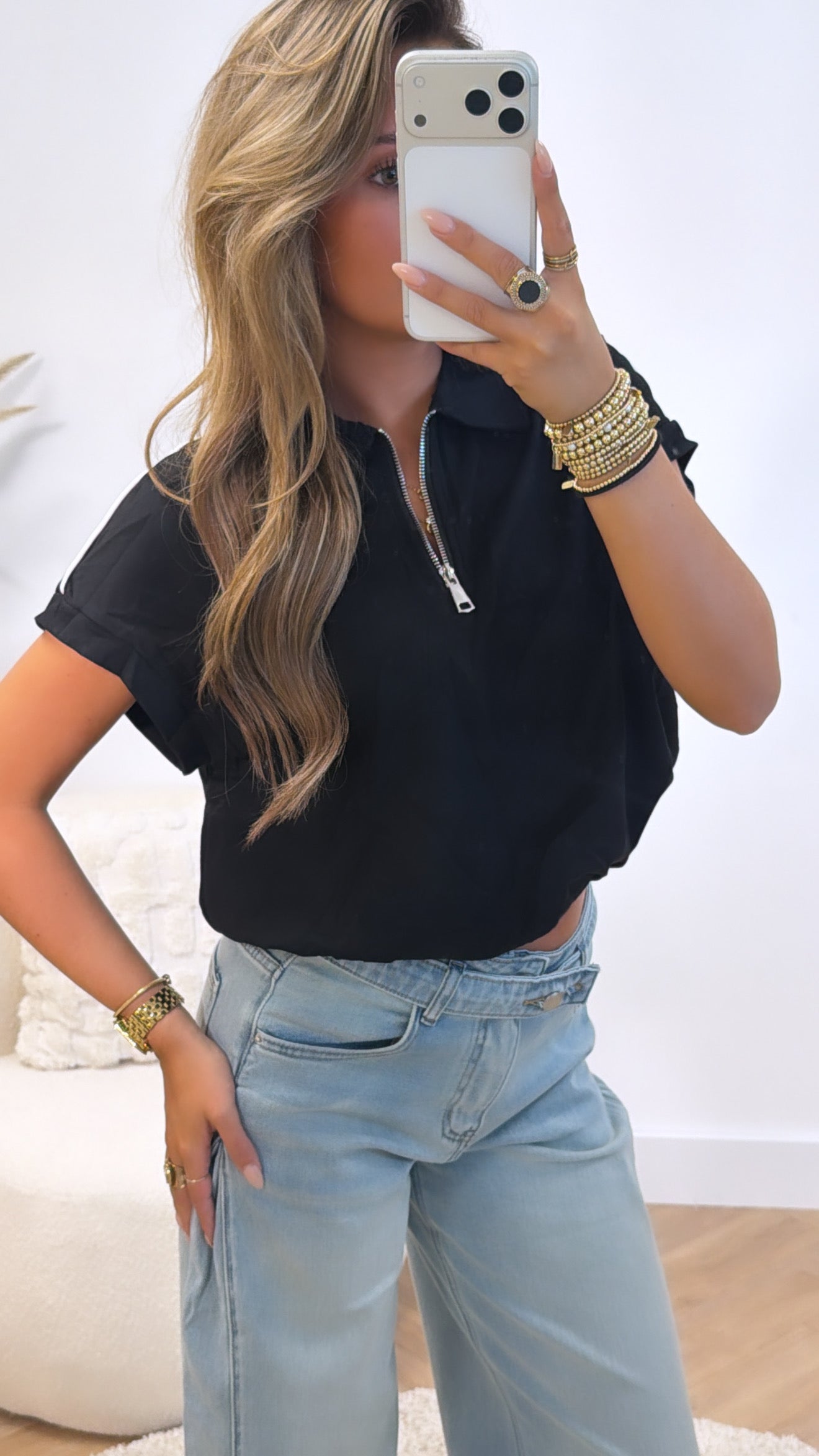 Zipper Stripe Top