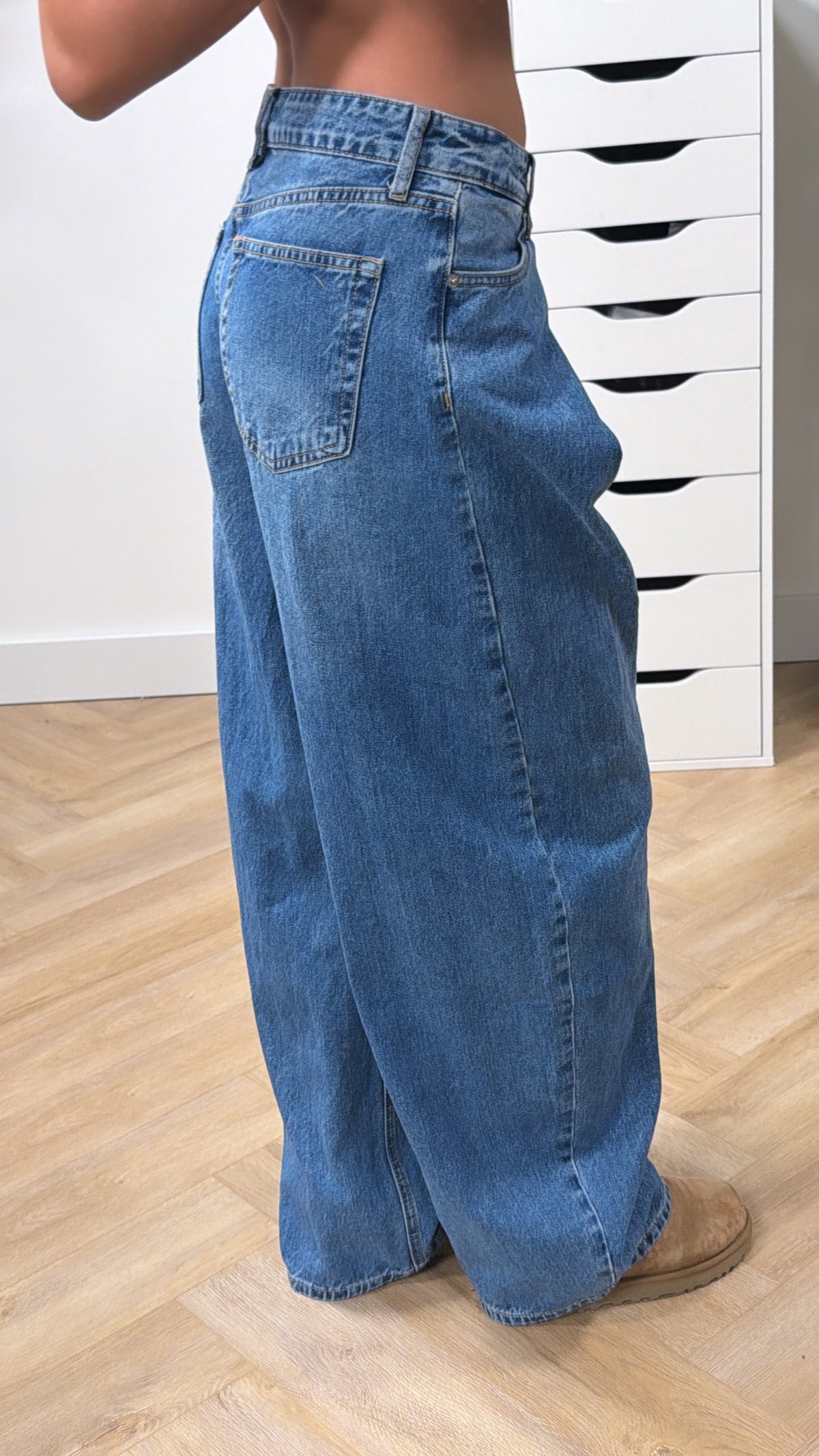 Fold Over Wide Leg Jeans