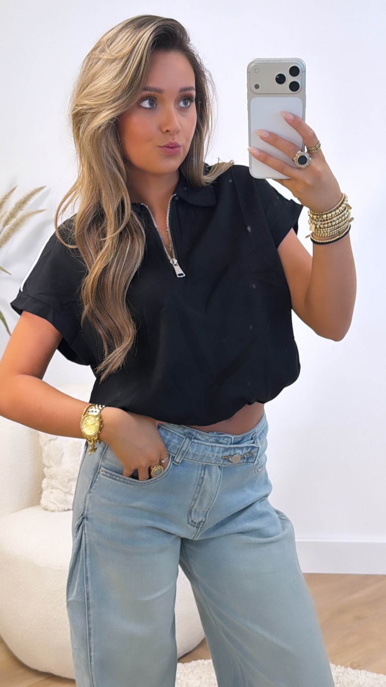 Zipper Stripe Top