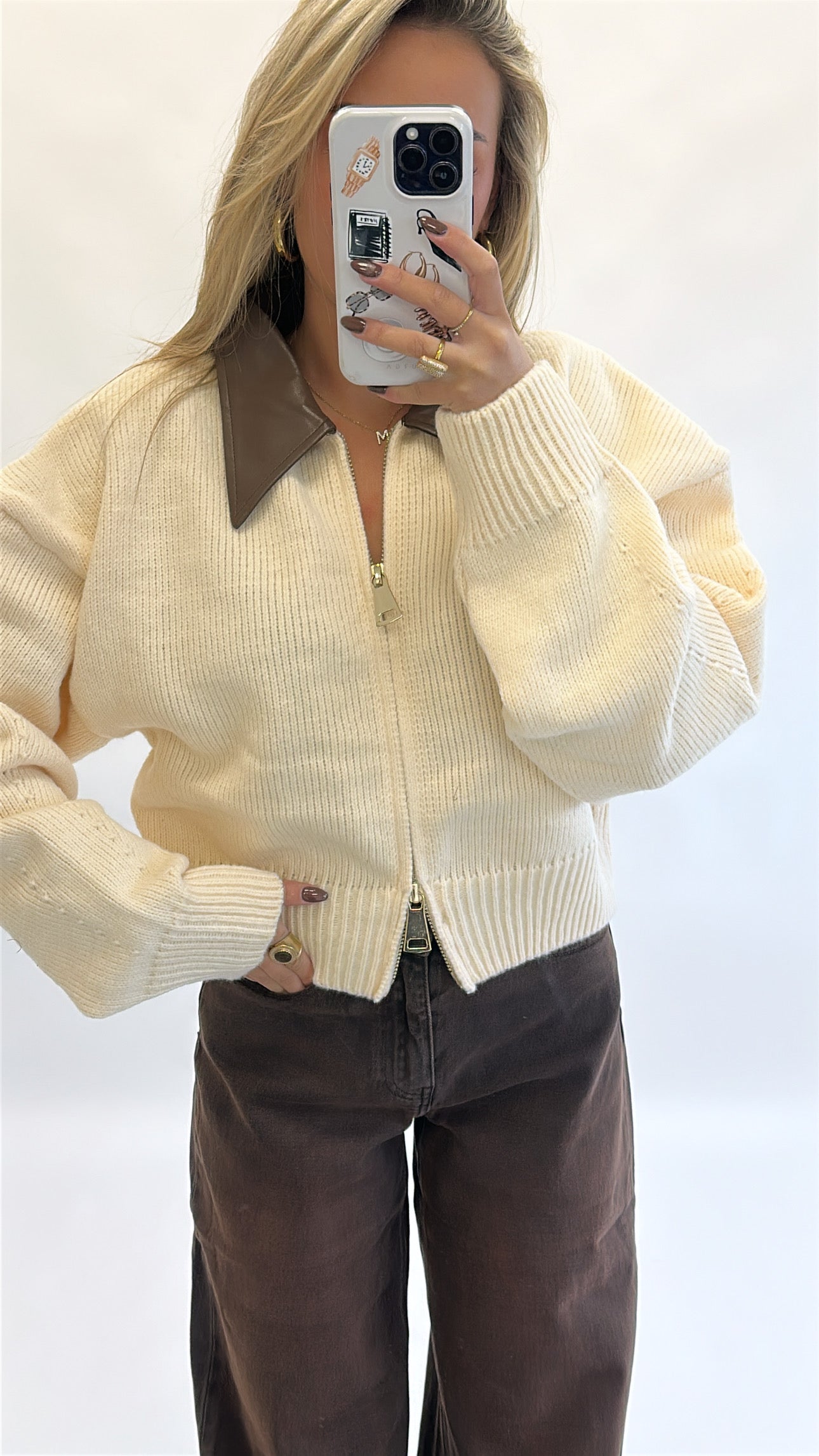 Zoë Zip Sweater ( Pre order taupe kleur 21 okt)