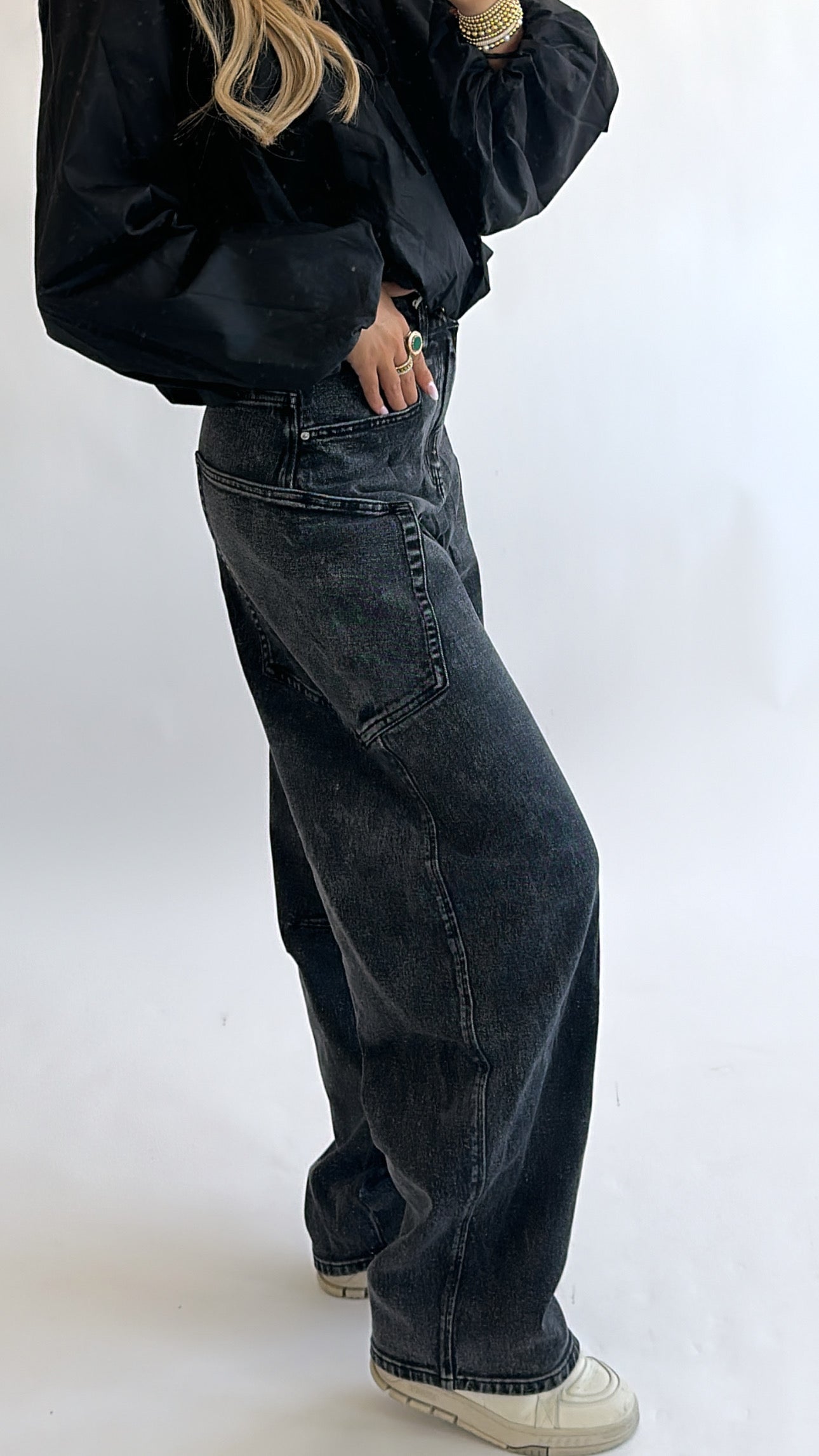 Utility Balloon Jeans – Washed Black