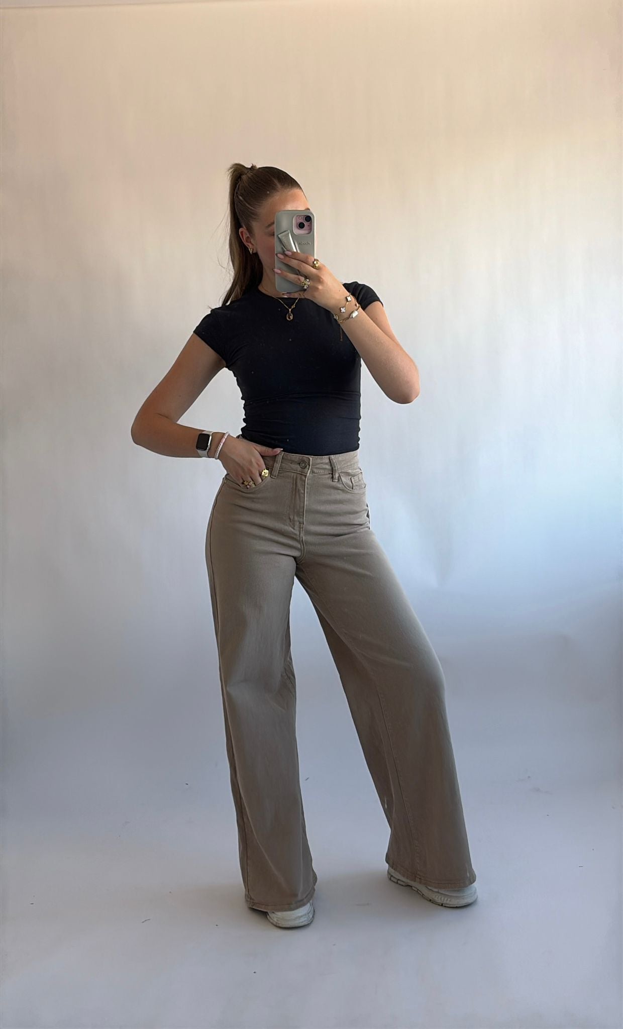 Sand Wide Leg Stretch Jeans