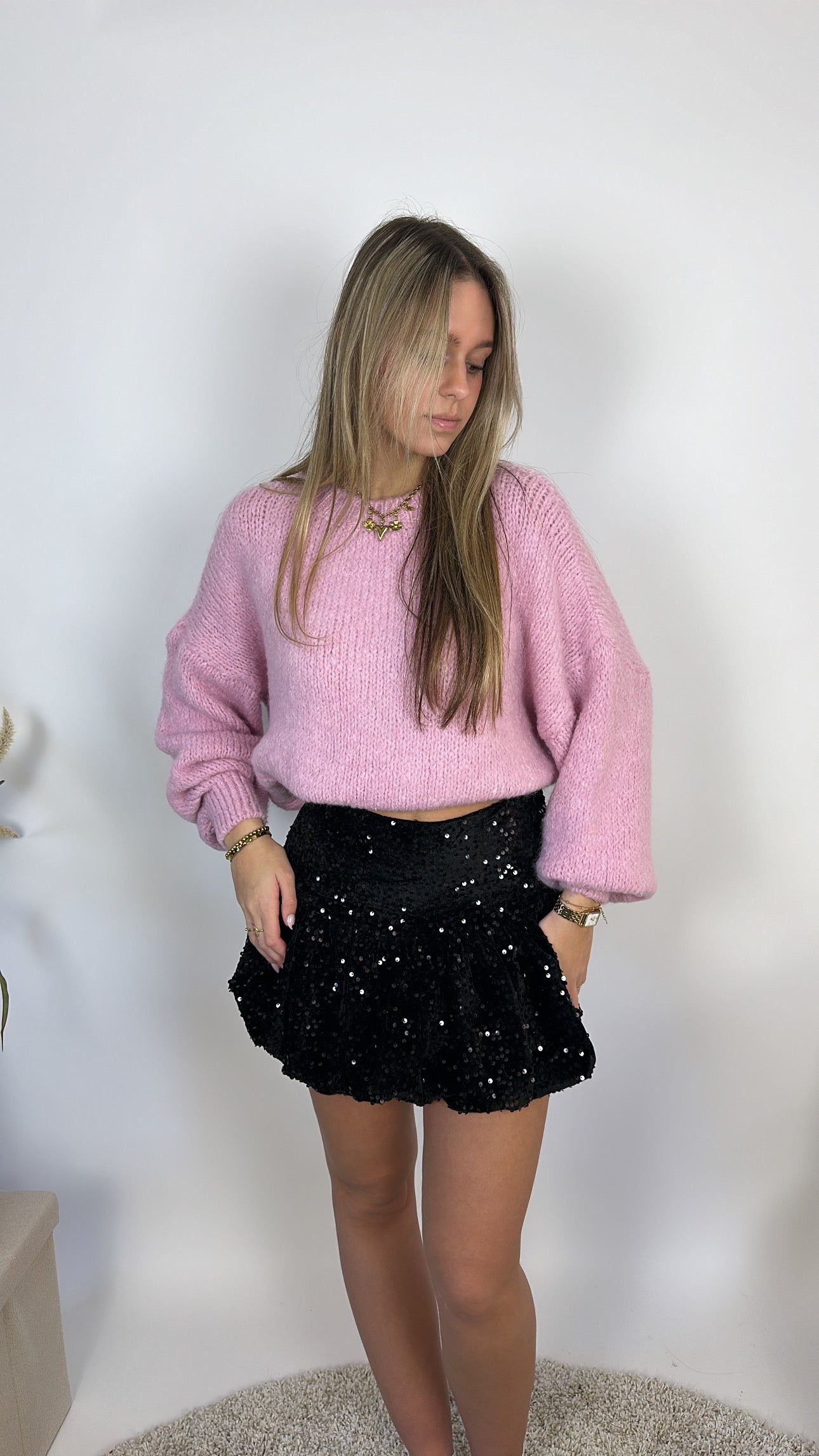 Mirte glitter ballon rokje - zwart