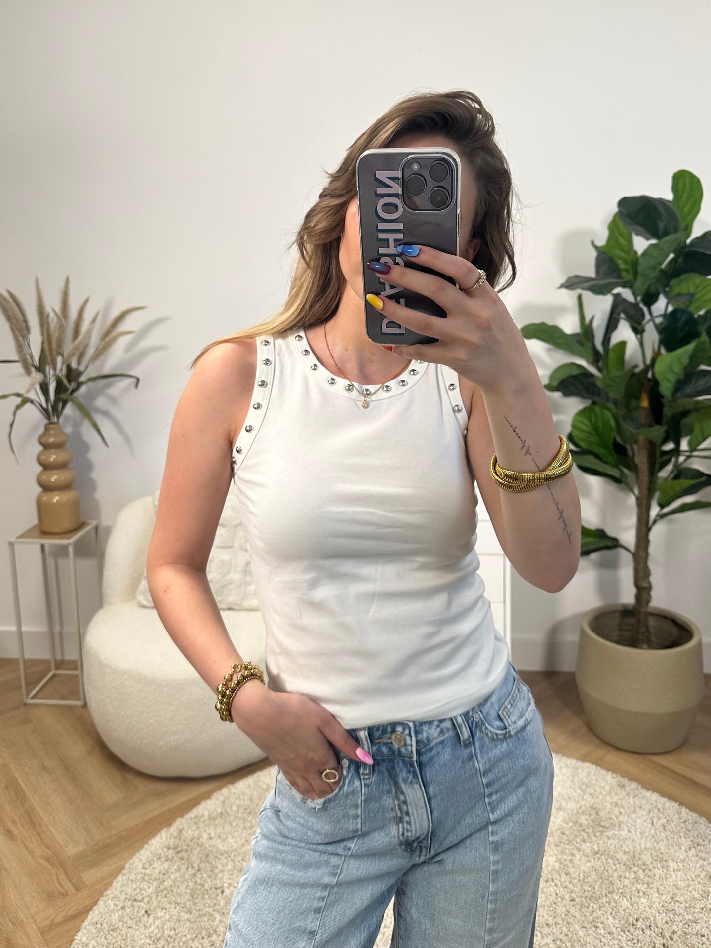 Elin Stud Detail Top