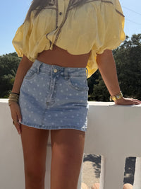 Polka Dot Denim Skort