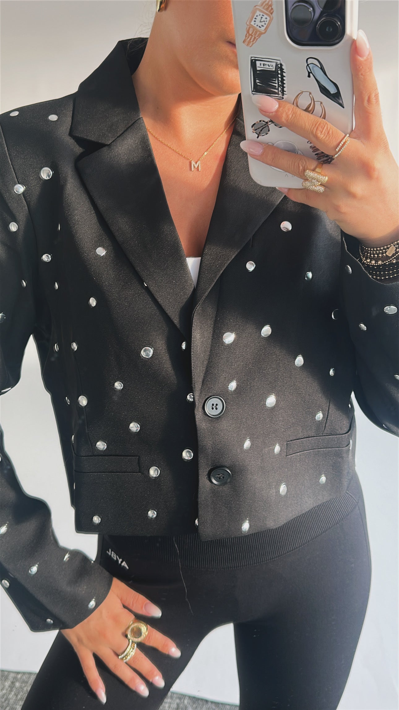 Cropped Blazer met Strass Steentjes