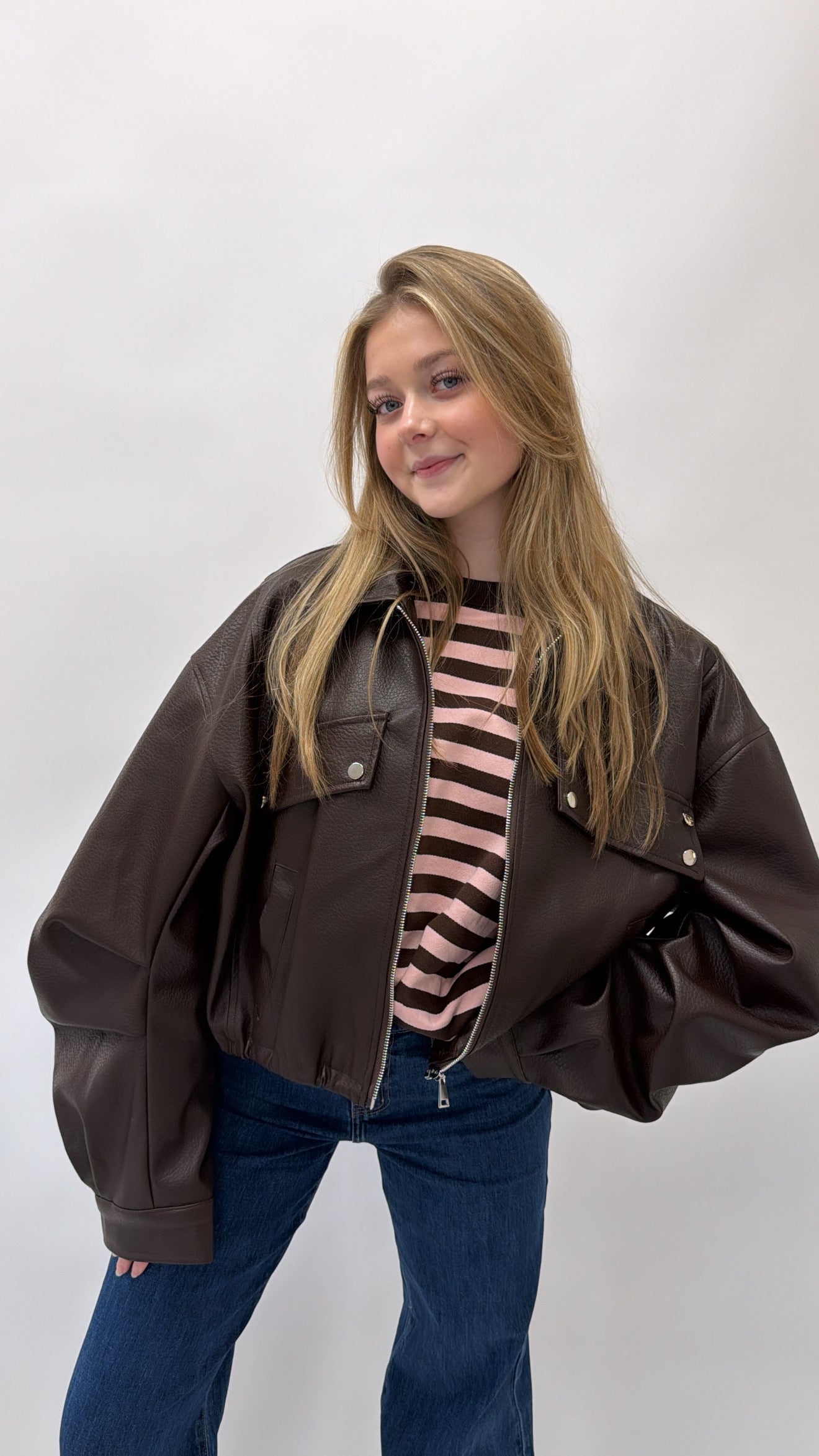 Classic Faux Leather Bomber