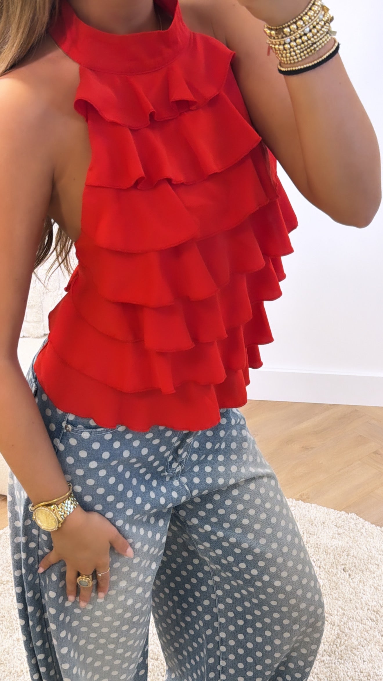 Ruffle Open Back Top