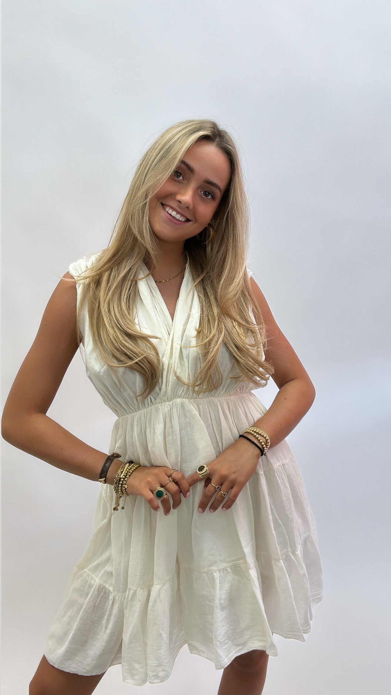 Boho Summer Dress – V-Hals & Strikdetail
