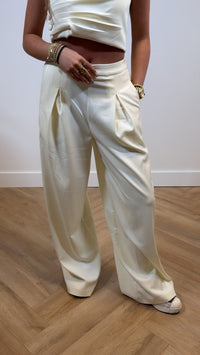 Elegant Wide Leg Pantalon Crème