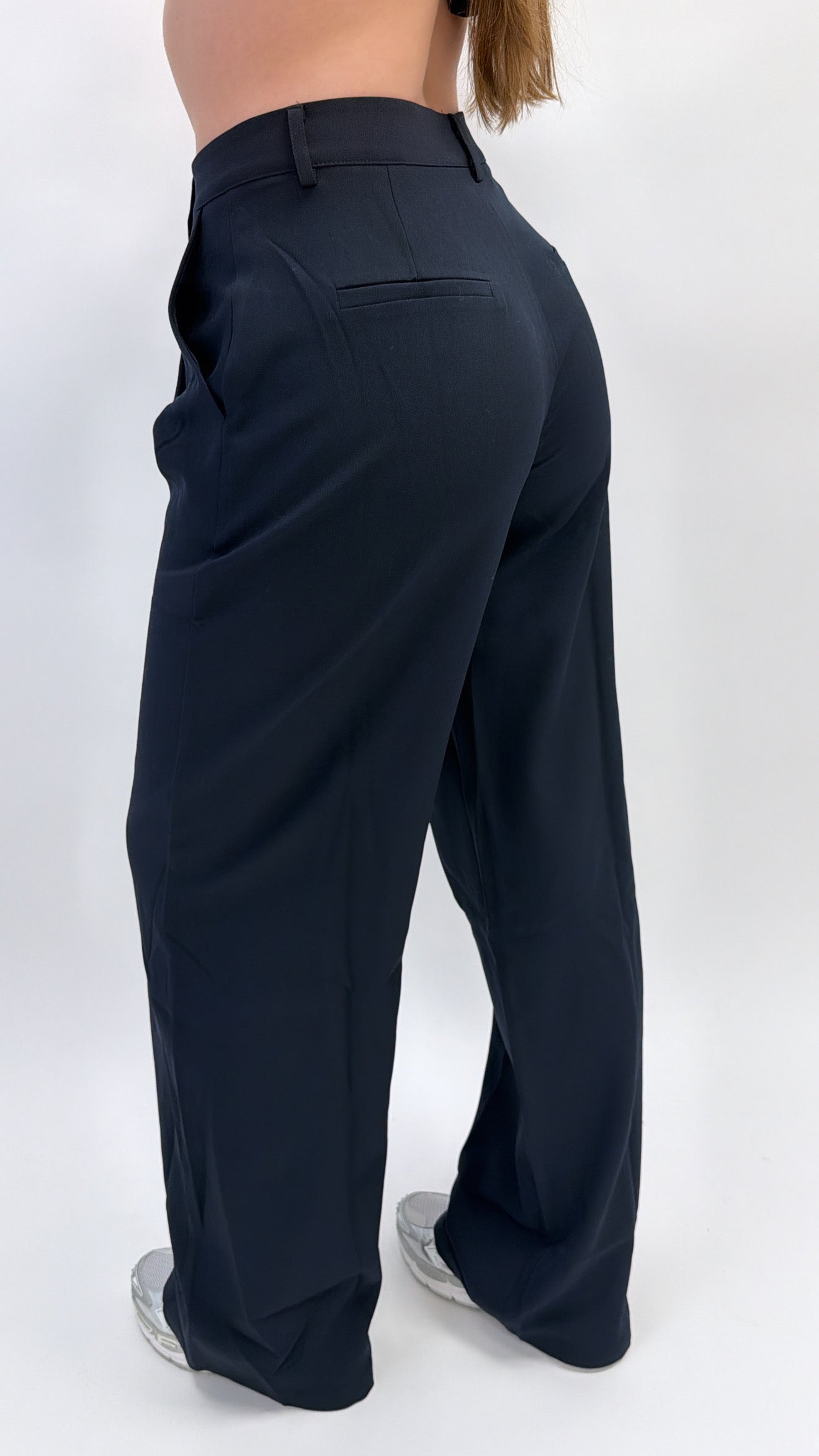 Chic wide leg pantalon navy