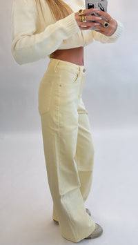 Yellow wide leg jeans