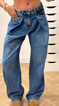 Fold Over Wide Leg Jeans