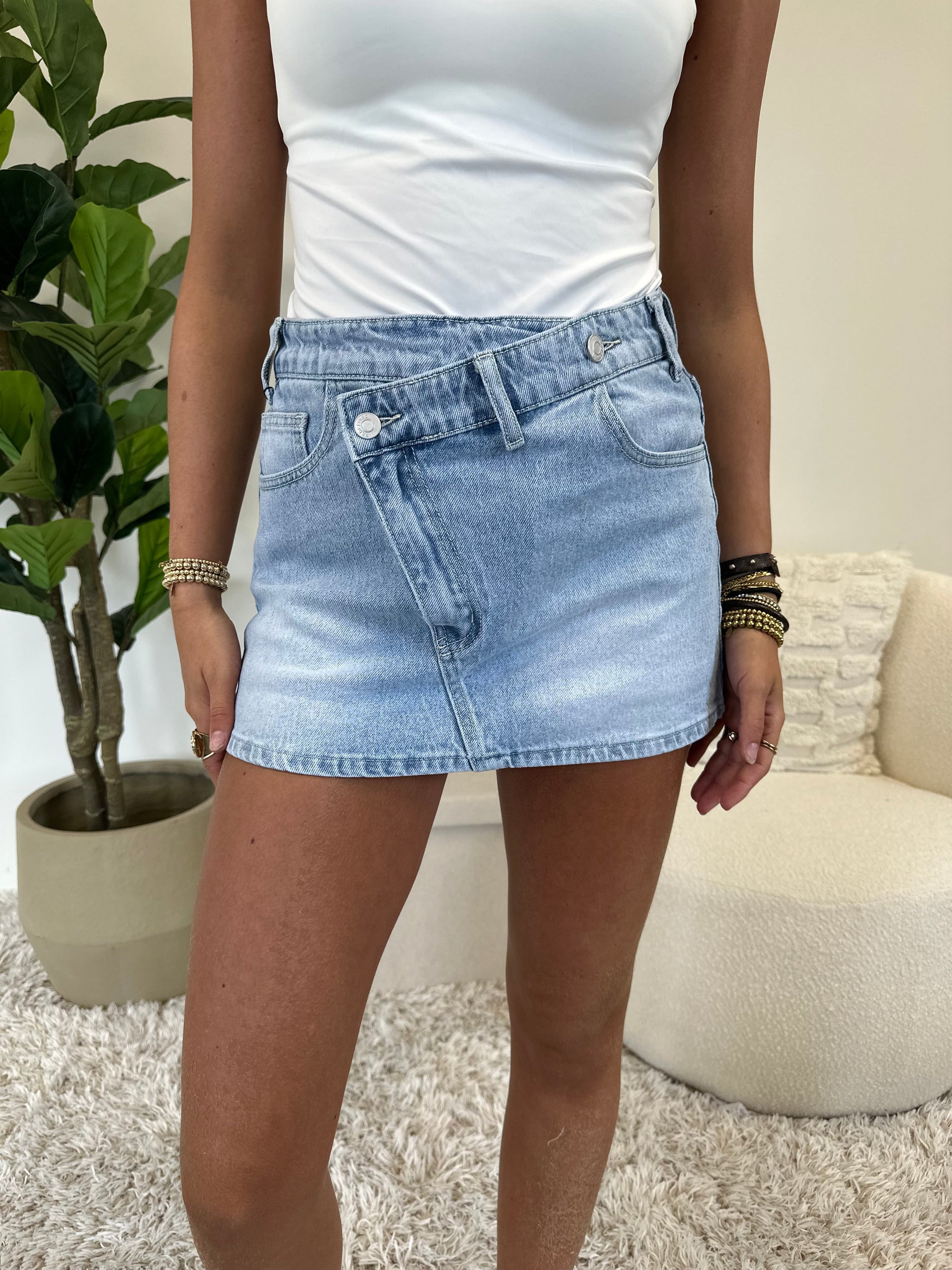 Denim skort “twist zip”