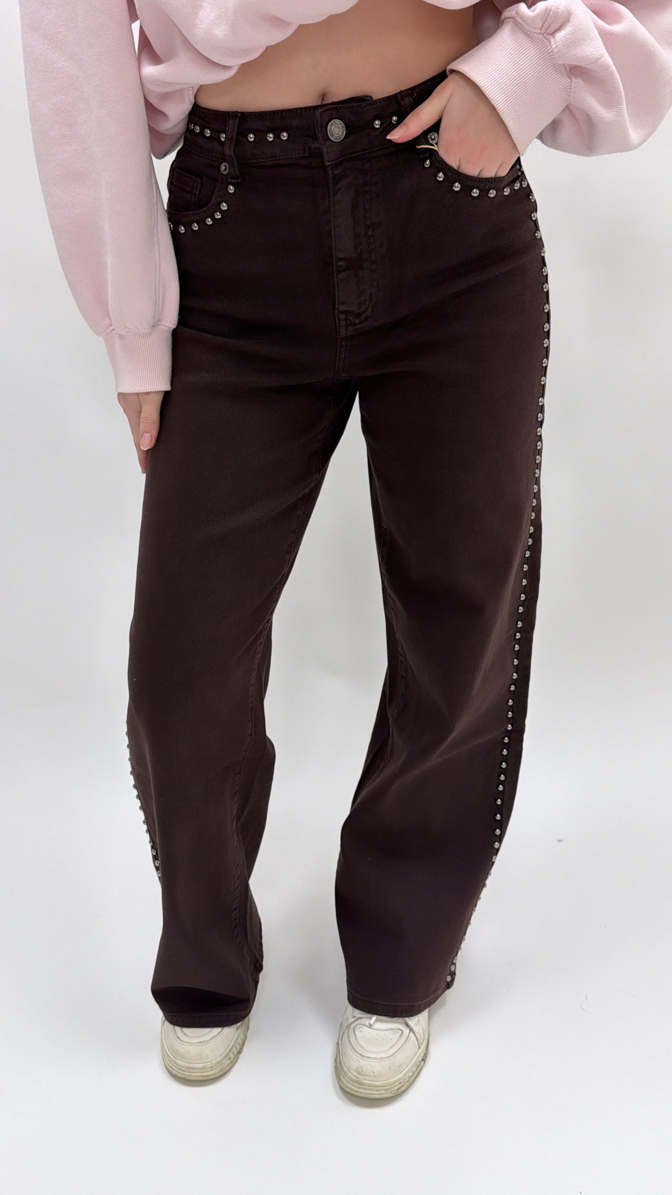 Shiny Stone Wide Jeans