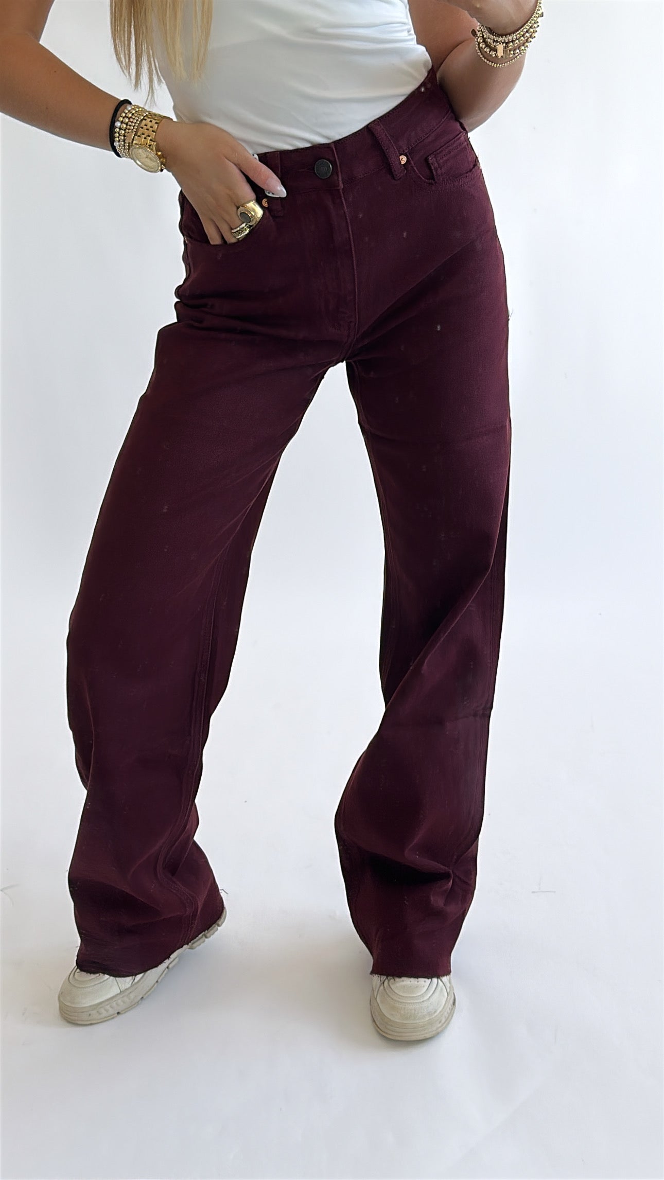 Tall Wide Leg Bordeaux Jeans