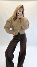 Zoë Zip Sweater ( Pre order taupe kleur 21 okt)