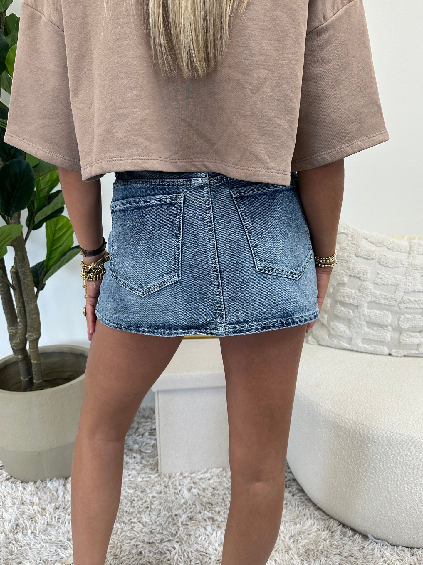 Denim skort “twist zip”