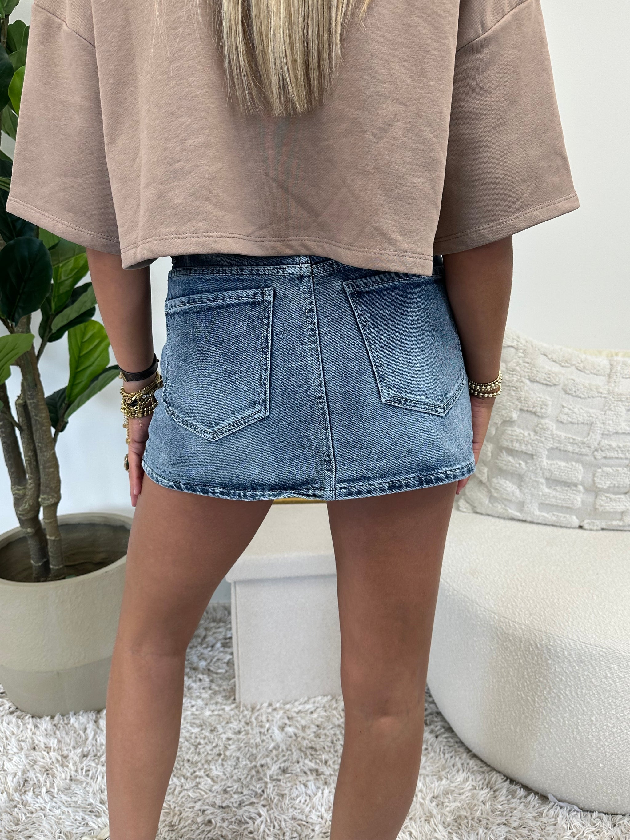 Denim skort “twist zip”