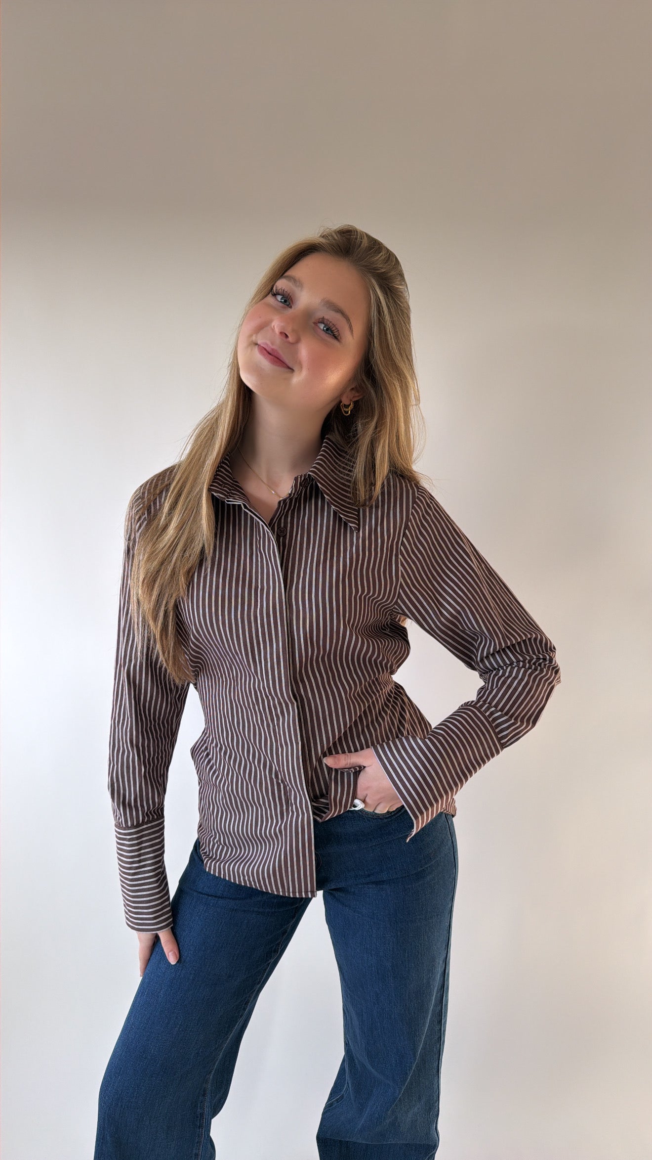 Cocoa Contour Stripe Blouse