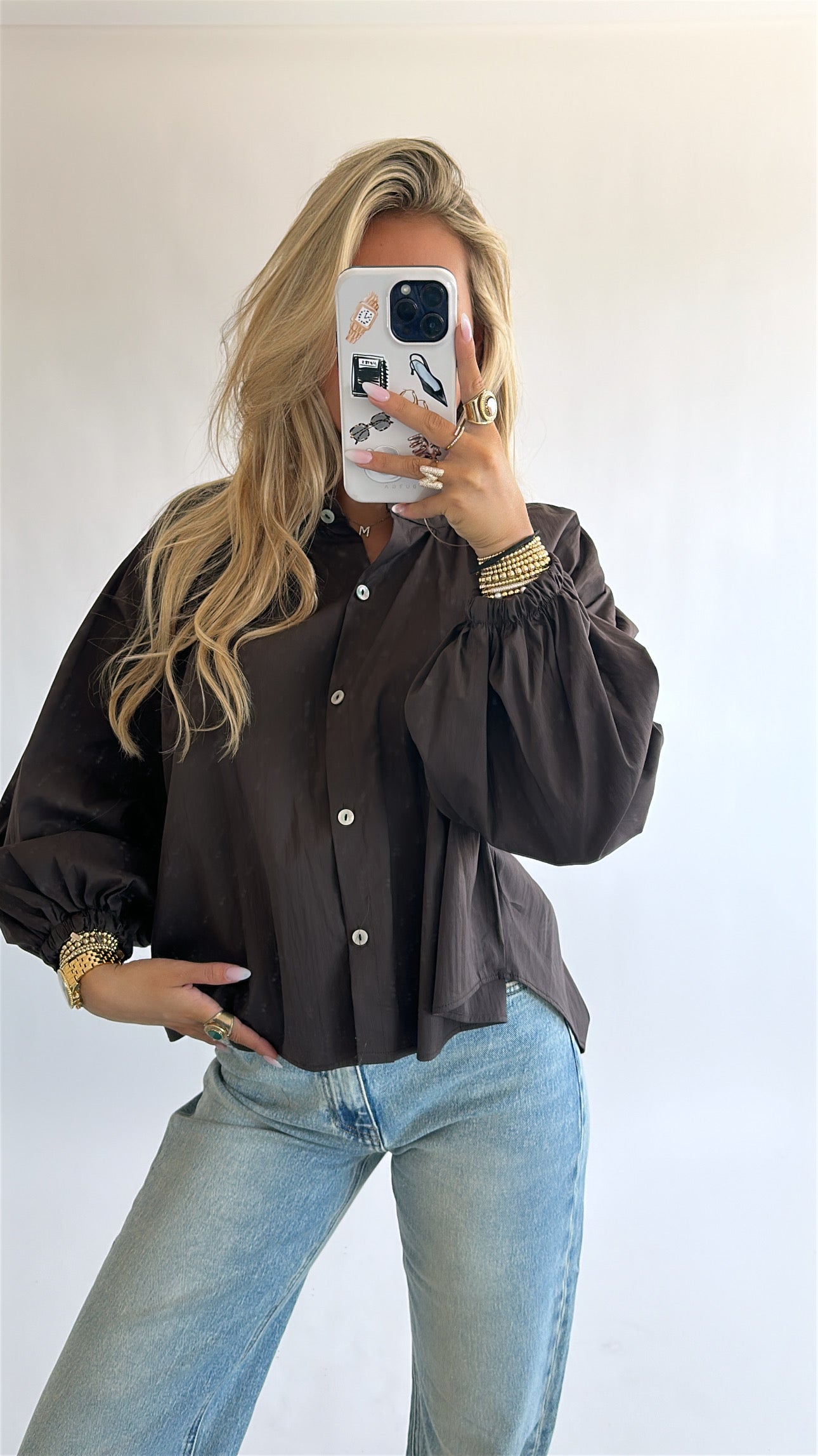 Oversized Balloon Sleeve Blouse