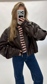 Classic Faux Leather Bomber