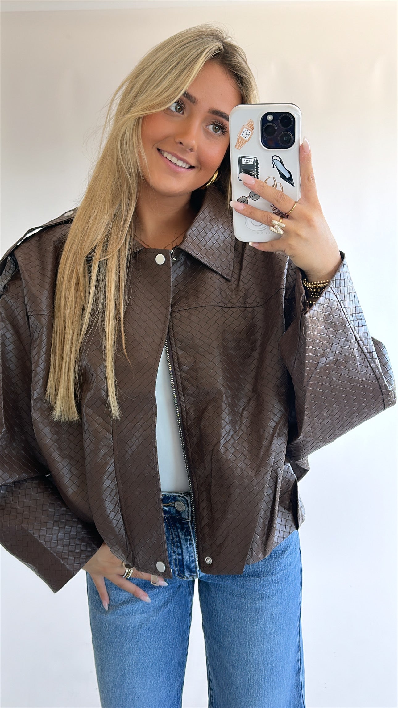 Brown Checkered Oversized Jacket