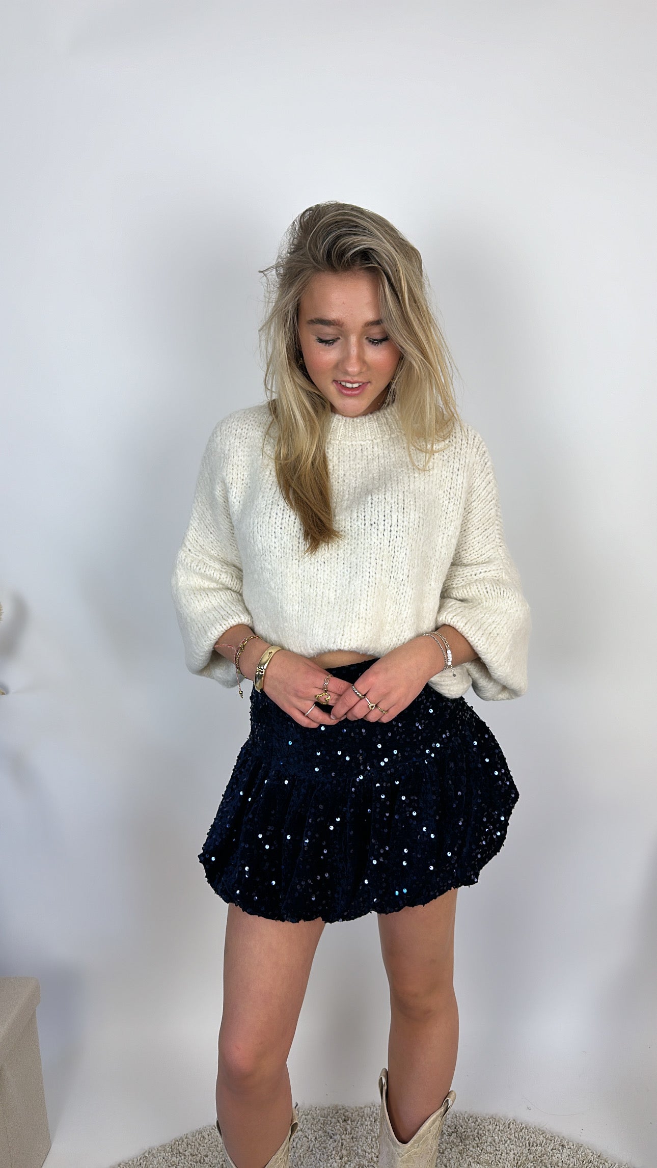 Mirte glitter ballon rokje - navy