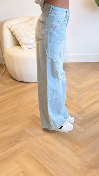 Rebel Distressed Wide Leg Jeans
