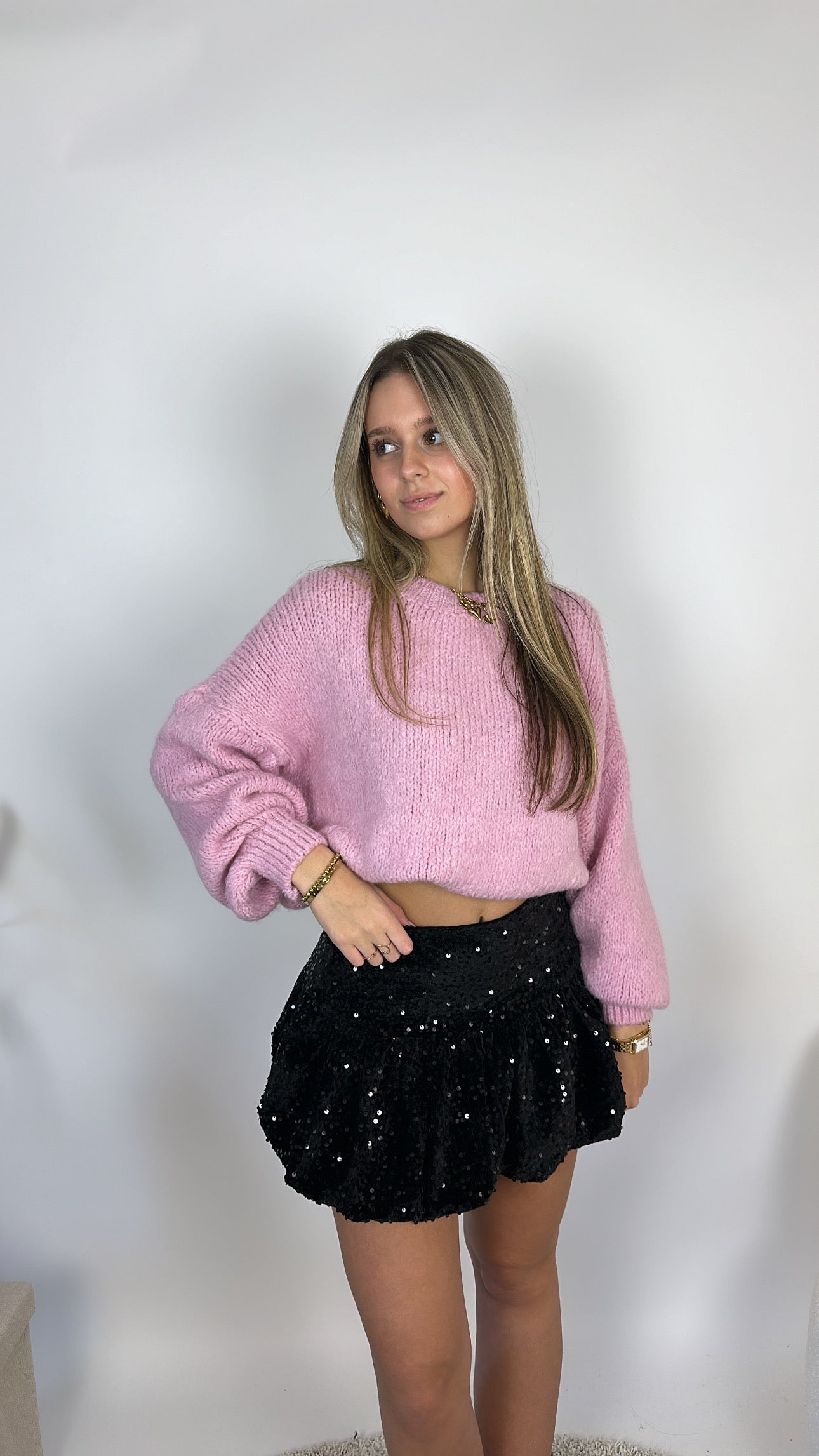 Mirte glitter ballon rokje - zwart
