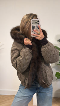 Chérie Faux Fur Check Jacket
