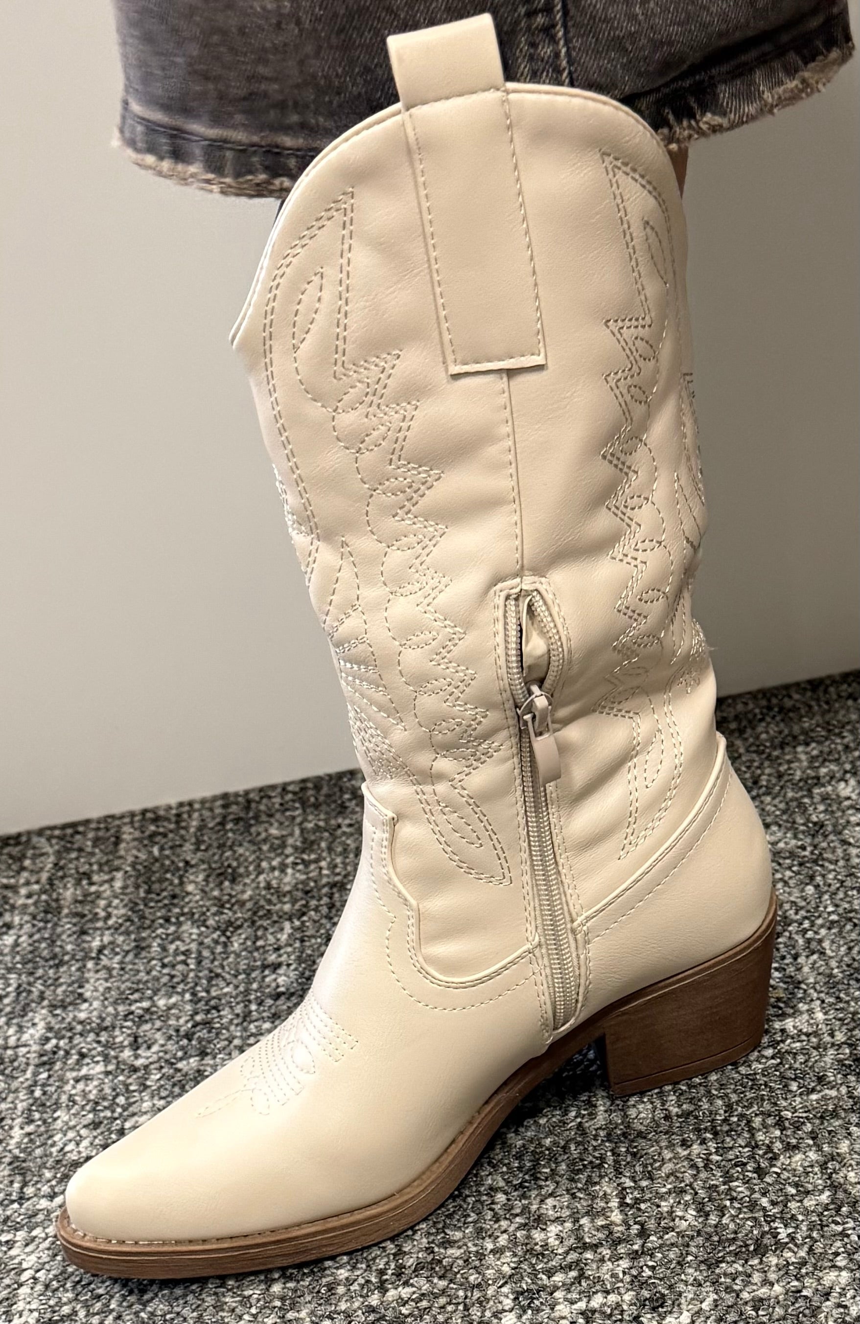 Beige cowboys laarsje